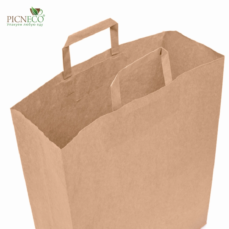 товар Бумажный крафт пакет с плоскими ручками, 350*150*450 мм KPP035